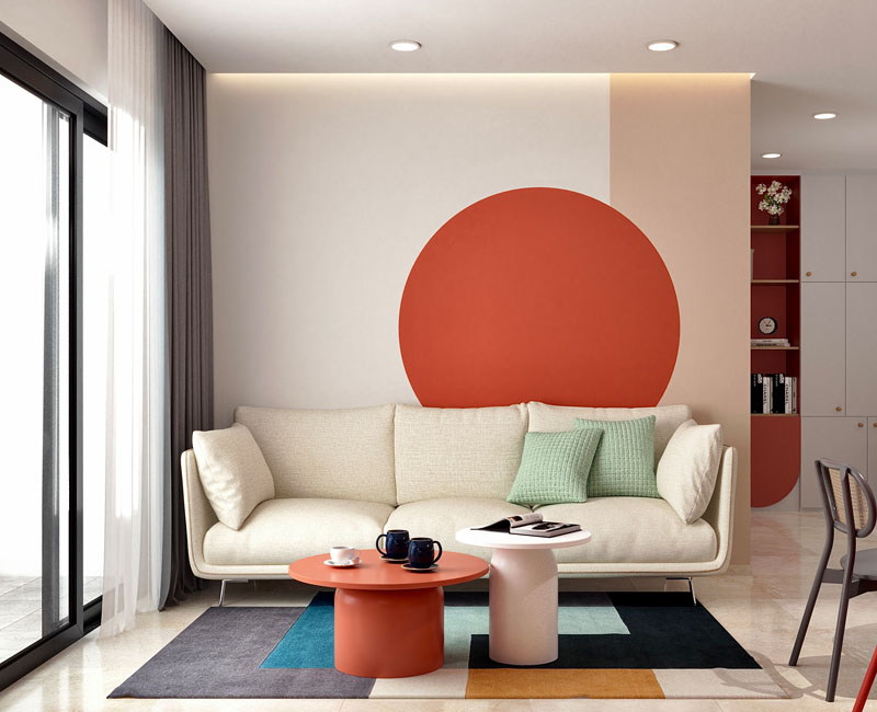Nội thất căn hộ phong cách Color Block